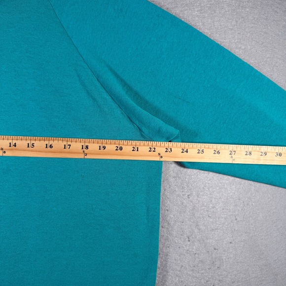 Vintage Fruit of the Loom Teal Turquoise Raglan Sweatshirt XL‎ CasualMade in USA - Picture 5 of 12